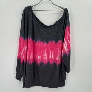 Torrid French Terry Off the Shoulder Pullover Sweatshirt Plus Size 2 2X Tie Dye